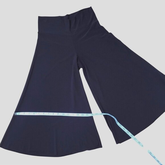 LAST TANGO 2 Pair Wide Leg Crop Pants M Black Brown Stretch Travel Minimalist - Picture 8 of 10